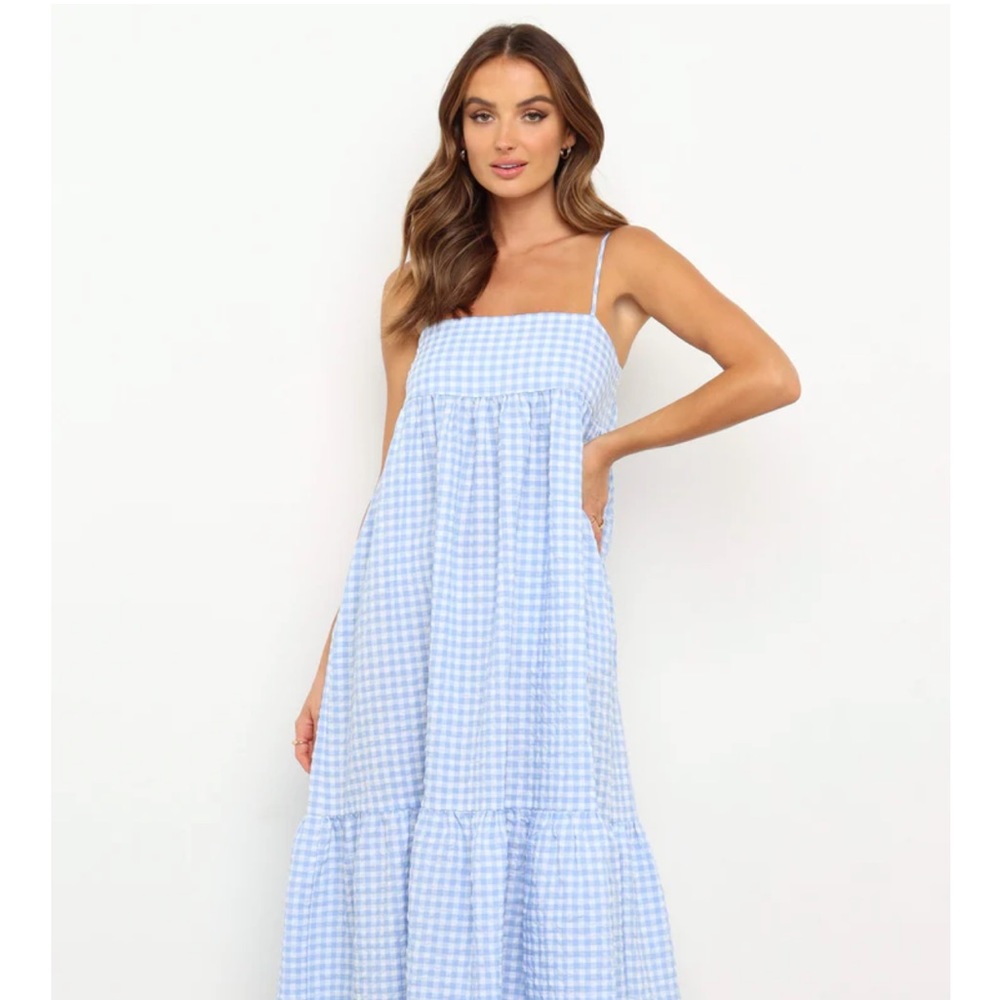 Petal and Pup Bradley Blue/white Check Sundress